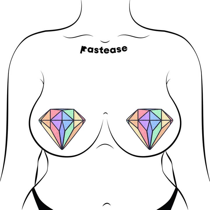 Pastease® - Wholesale Nipple Pasties - Women's - Gem: Pastel Rainbow Diamond Nipple Pasties by Pastease®