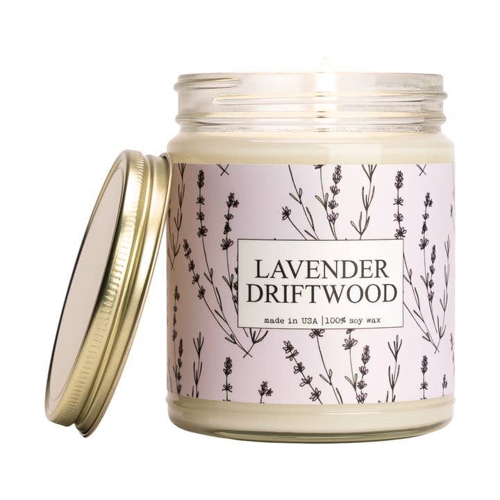 100% Soy Natural Lavender Driftwood Candle - 9oz for wholesale by Moonlight Makers