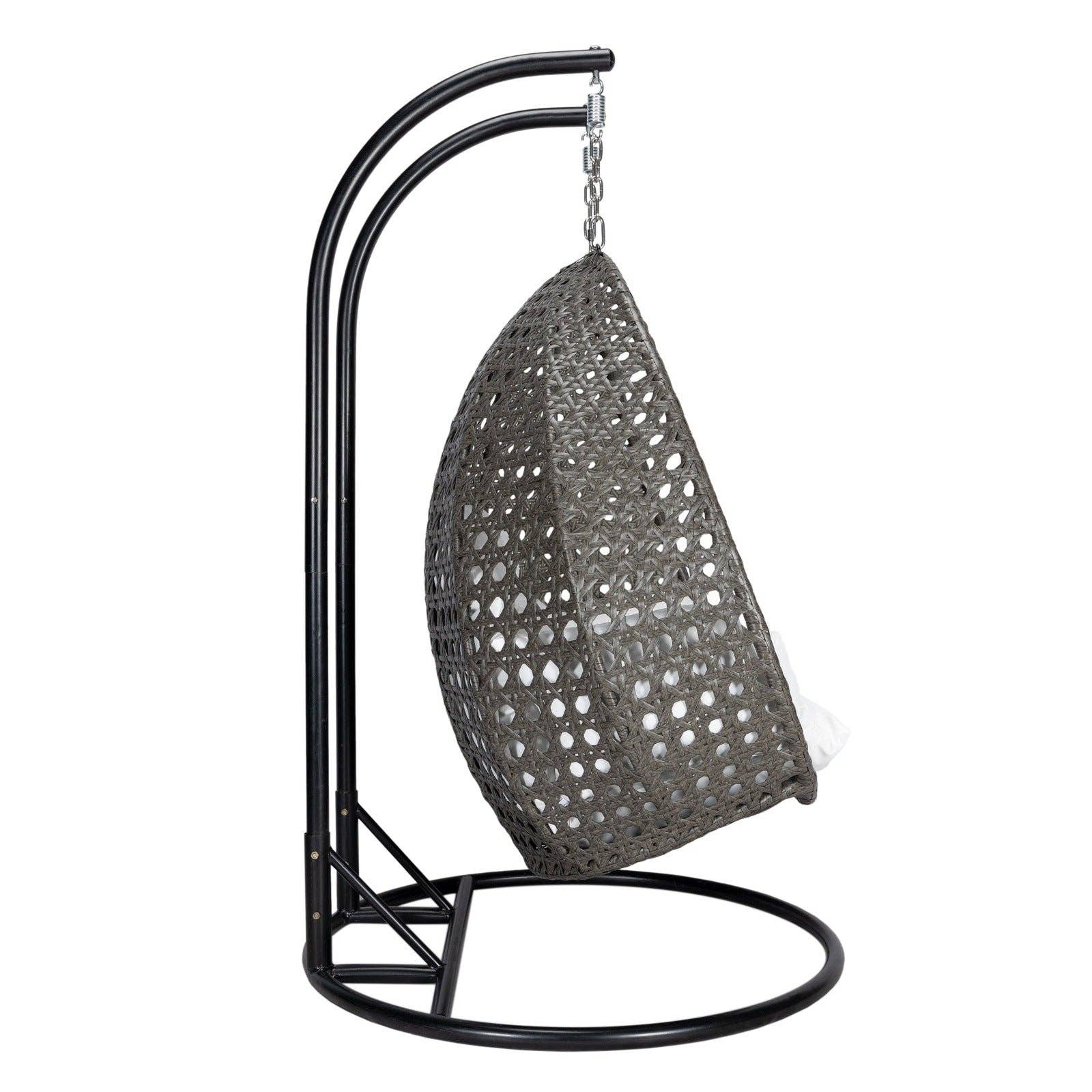 LeisureMod - Wholesale Egg Chair - Modern Charcoal Wicker Hanging Double Seater Egg Swing Chair116