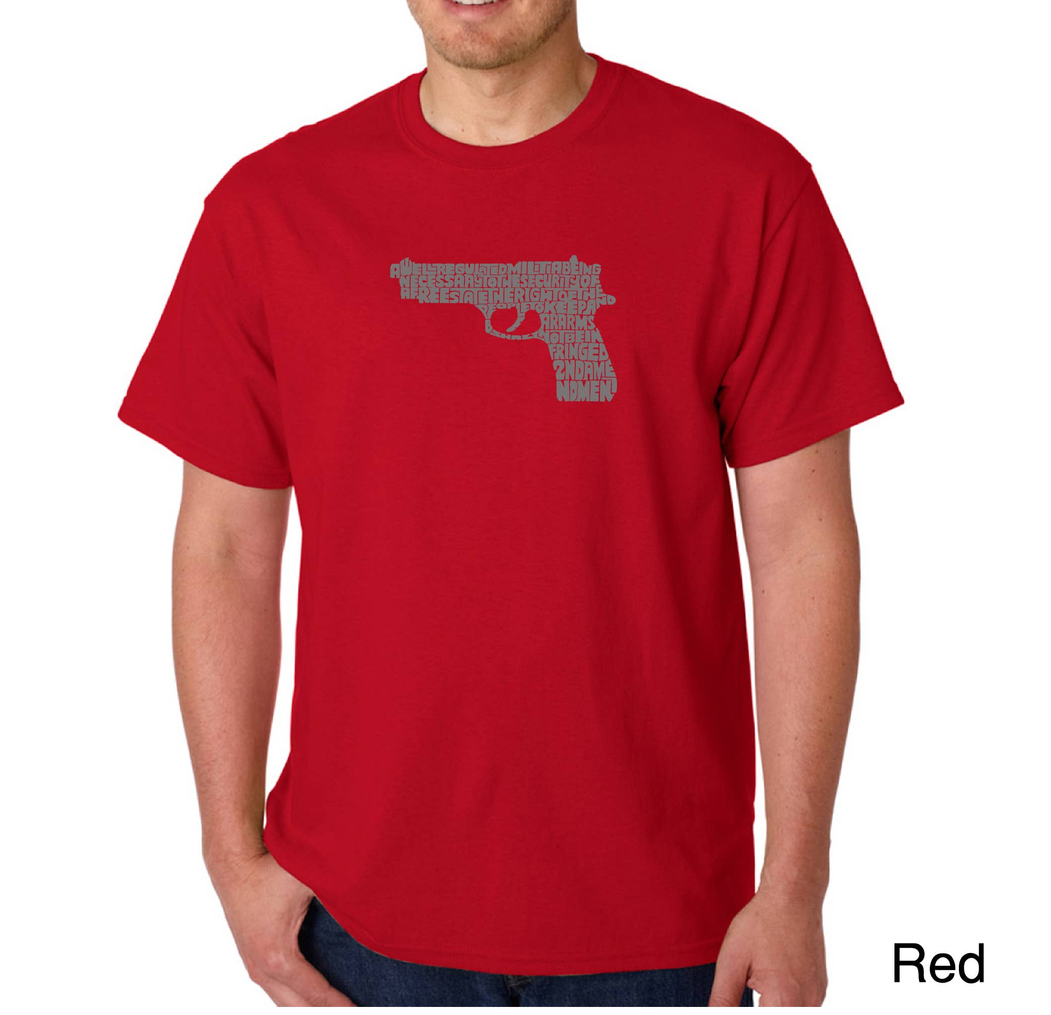 LA Pop Art - Wholesale Screen Printed T-Shirt - Men's - LA Pop Art Men's Word Art T-shirt - RIGHT TO BEAR ARMS7