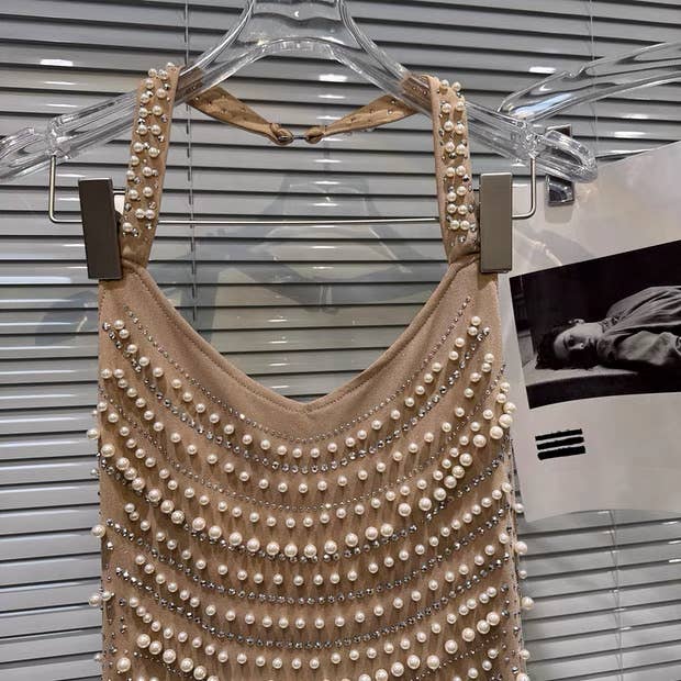 Khaki DR899 Winter Plush Cape and Pearl-Trim Bodycon Dress Set for wholesale on Faire5