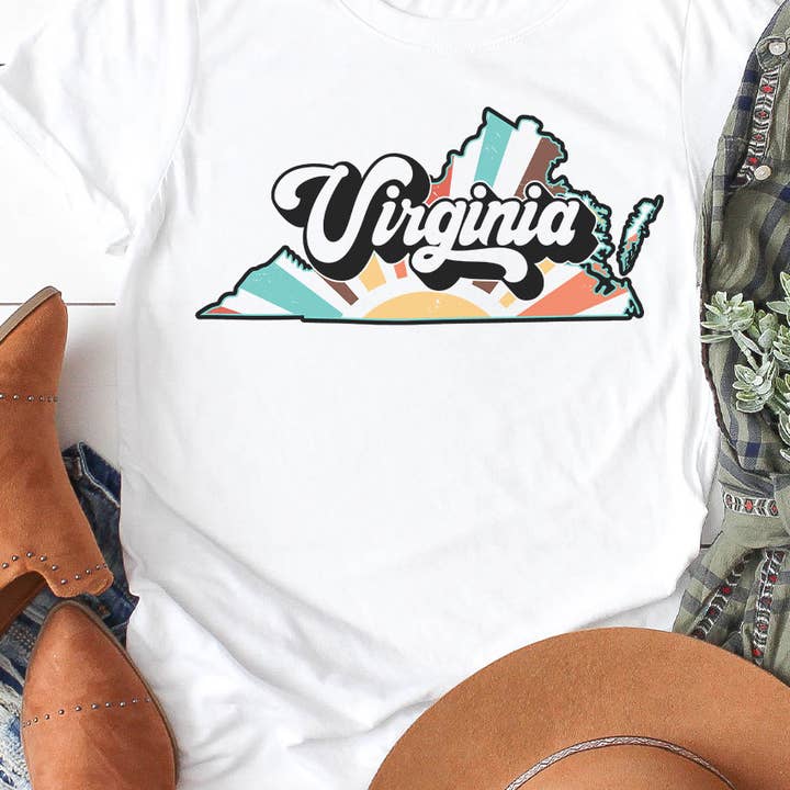 Virginia Retro State Graphic Tee for wholesale by Kissed Apparel