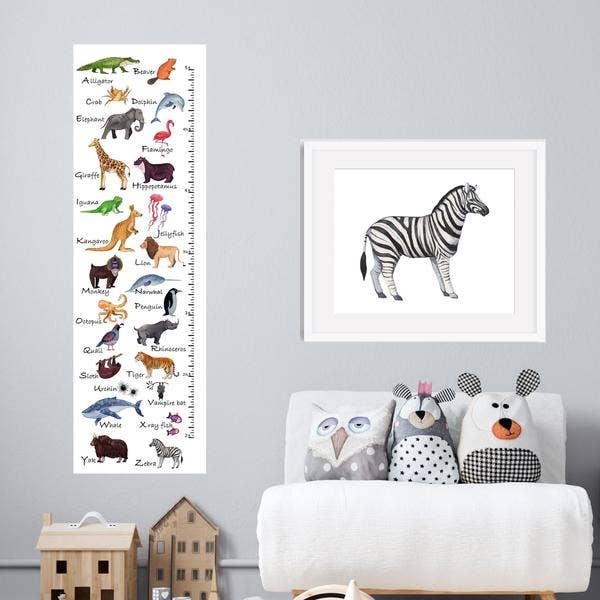Dera Design – wholesale Tillväxtdiagram - Barn och baby – Djur alfabetet tillväxt diagram på Fine Art Canvas2