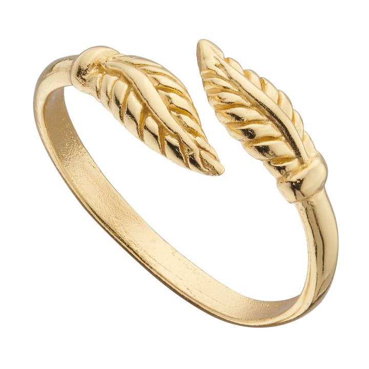 Bague d'orteil enroulée en plume - Plaqué or jaune pour la vente par Gecko Jewellery