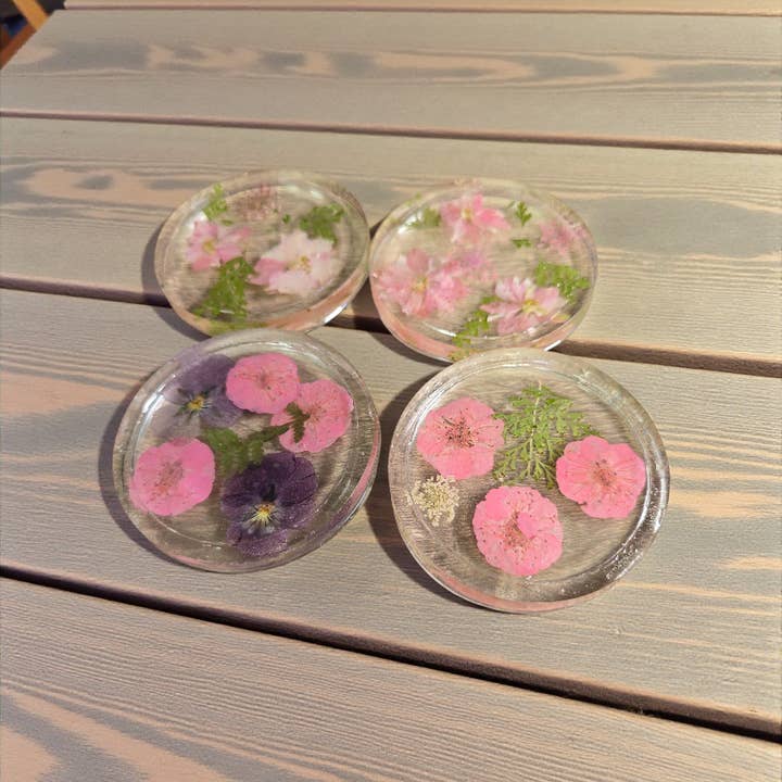 Ciao Bella Jewelry Inc – wholesale Underlägg – Pressade blomunderlägg med riktiga blommor, set om fyra13