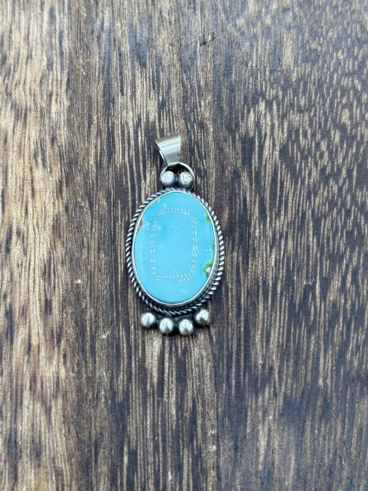 Navajo Handmade Sterling Silver Sonoran Gold Turquoise Pendant Old Look for wholesale by Native City Jewelry