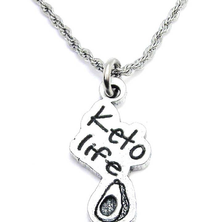 Keto Life With Avocado Single Charm Necklace for wholesale by Chubby Chico Charms