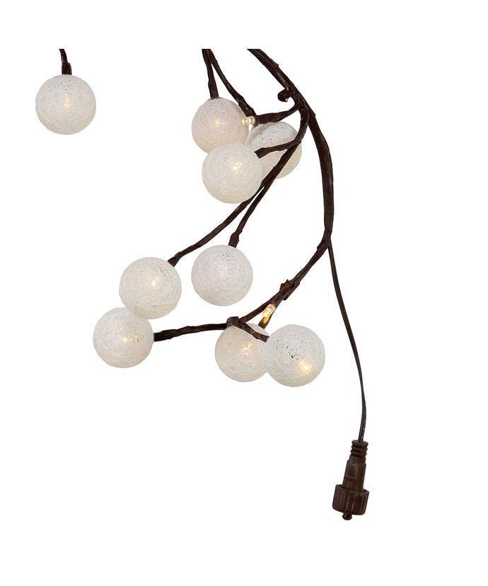 Kurt S. Adler, Inc. - Wholesale Bunting/Garland - 6' BRN GARLAND+WM W COTTN BALL 48L LED4