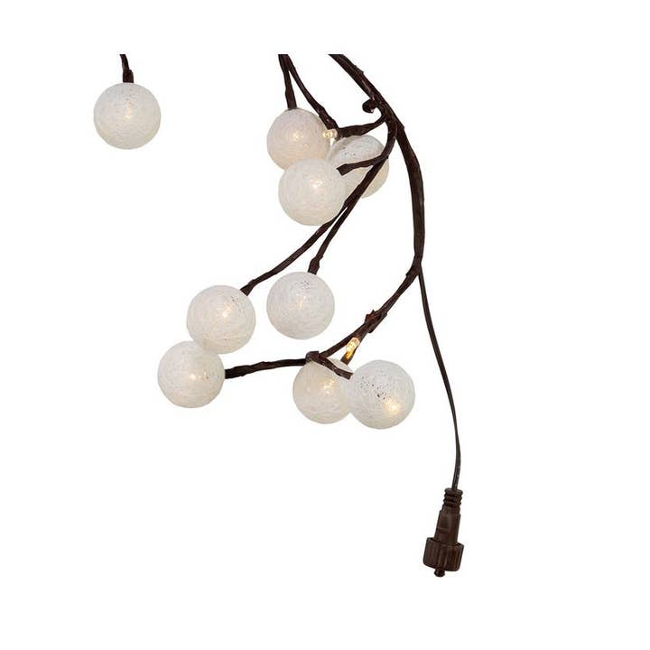 Kurt S. Adler, Inc. - Vente Fanion/guirlande - GUIRLANDE 6' BRN+WM W COTTN BOULE 48L LED4