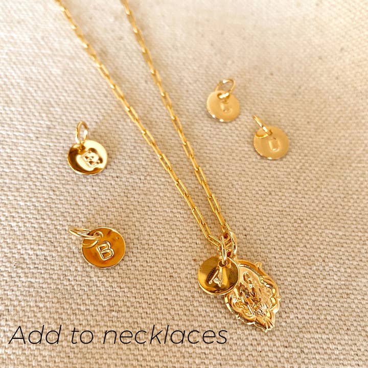GoldFi - Wholesale Individual Charm/Pendant - Stamped Tiny Initial Letter Charm in 18k Gold Filled Complete Alphabet
