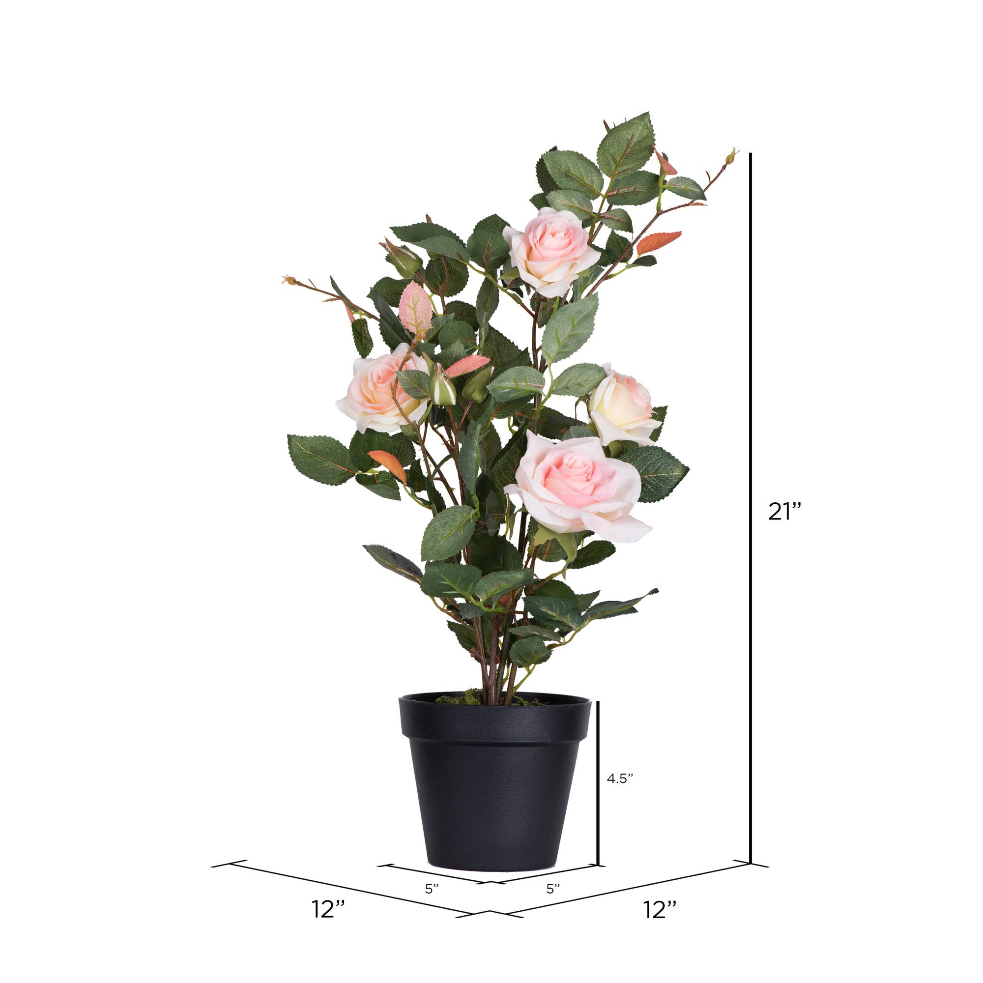 Vickerman 21" Artificial Pink Rose Plant in Pot. for wholesale on Faire3
