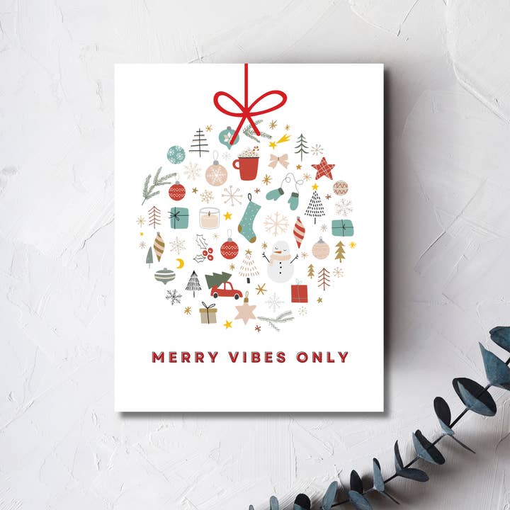 Biglietto di auguri Merry Vibes Only per la vendita all'ingrosso da parte di Urban Belle Designs