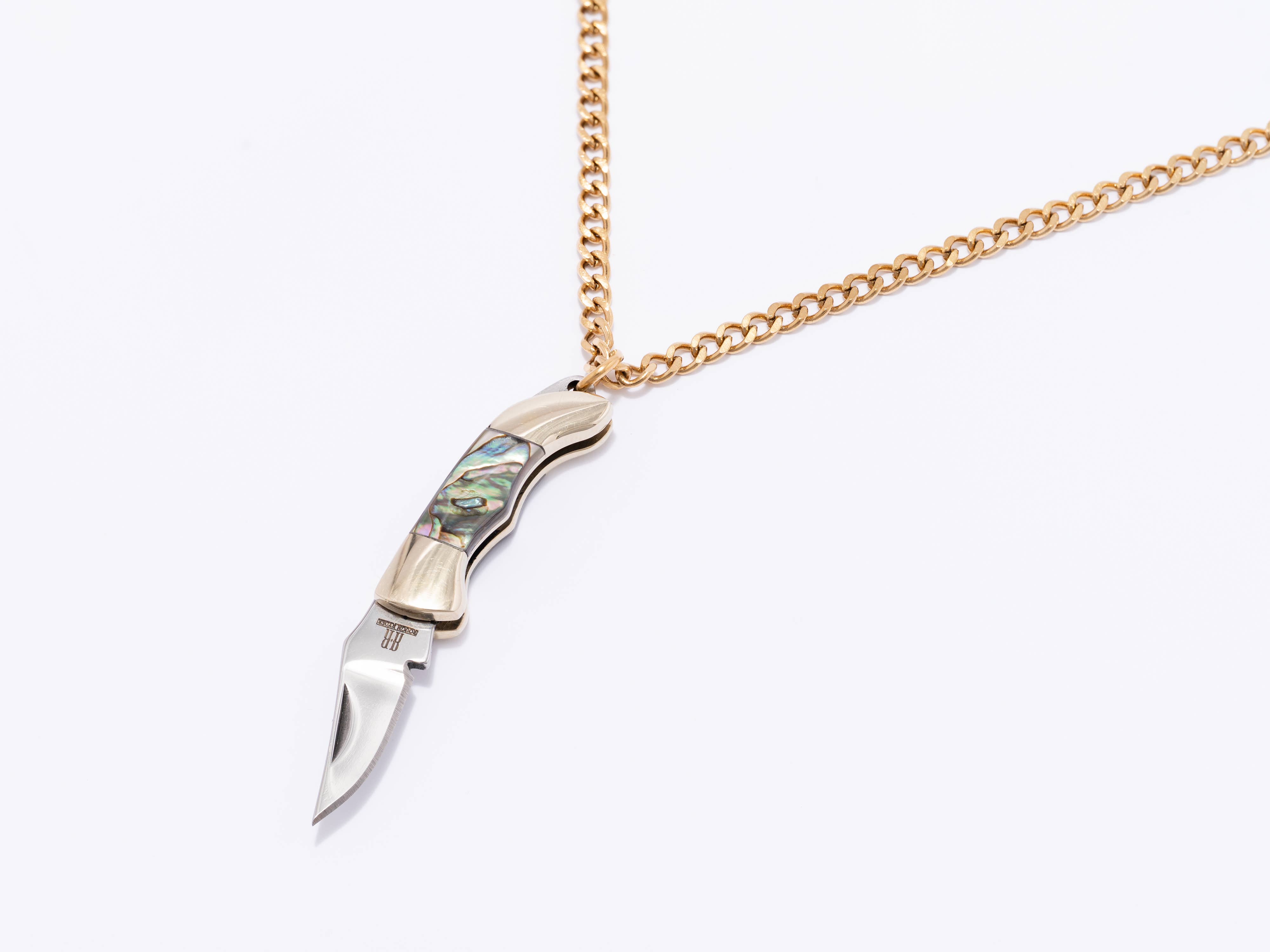 Larissa Loden - Wholesale Pendant/Charm Necklace - Judith Gold or Silver Abalone Utility Safety Necklace