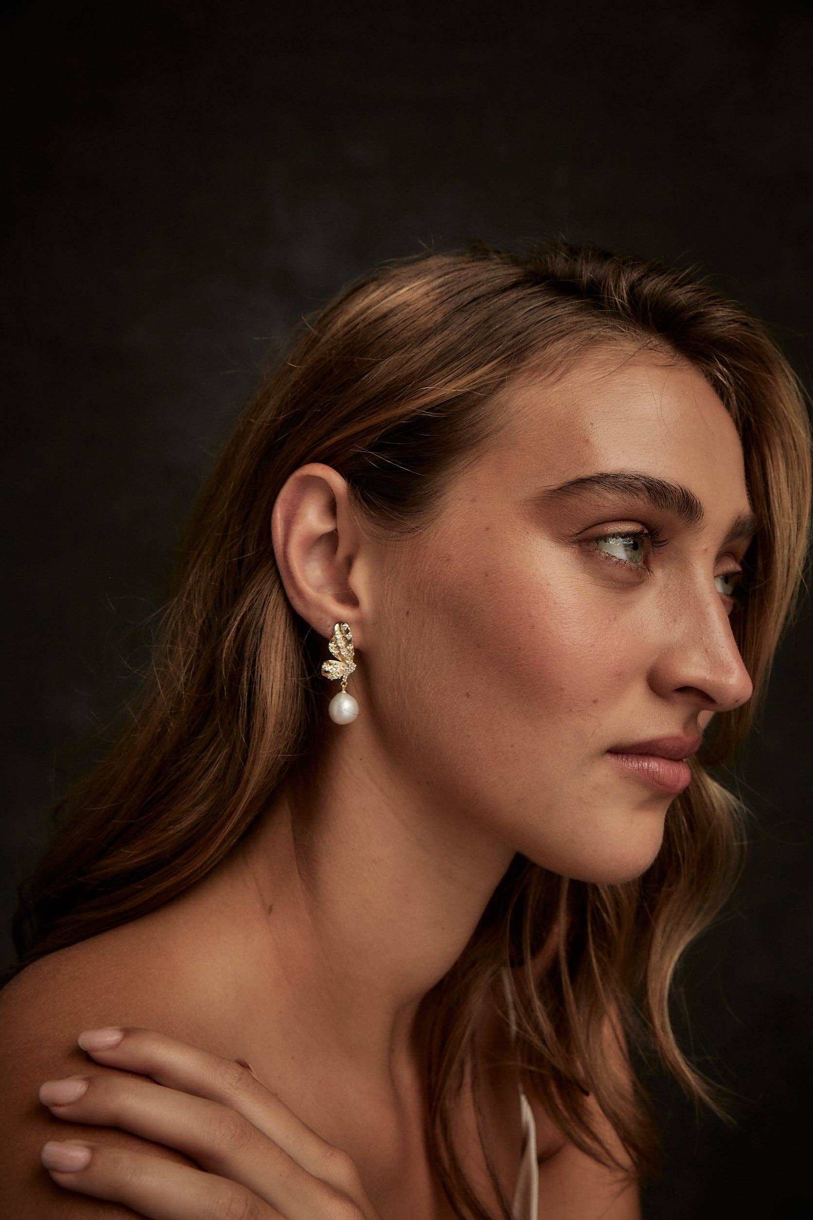 Dove Grey Accessories - Wholesale Dangle Earrings - Aurelia Winged Pearl Earrings1