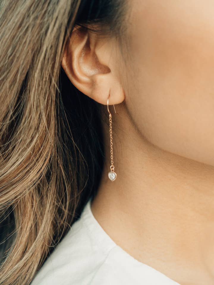 Heart Dangle Earrings for wholesale by Dainty & Daring