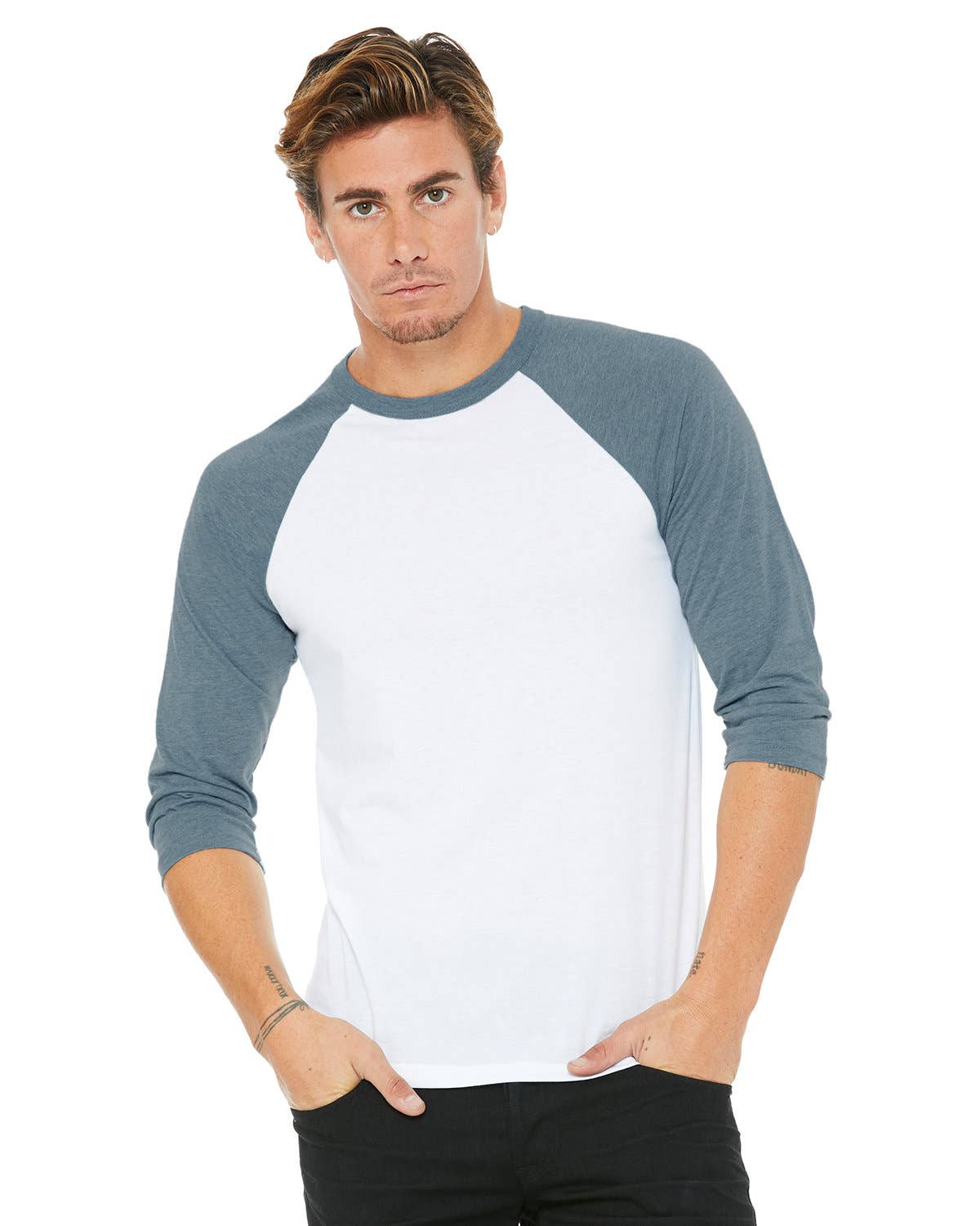 Total Apparel - Wholesale T-Shirt - Men's - Bella + Canvas 3200 - Unisex 3/4-Sleeve Baseball T-Shirt23