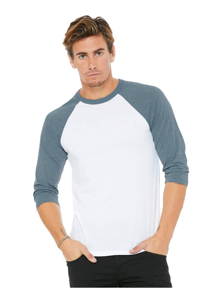 Total Apparel - Wholesale T-Shirt - Men's - Bella + Canvas 3200 - Unisex 3/4-Sleeve Baseball T-Shirt23