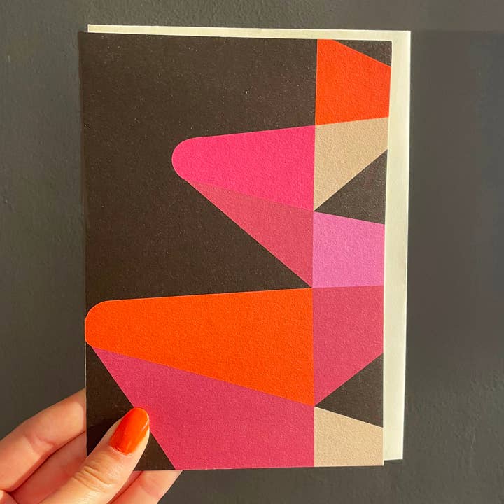 Pink & Orange Geometric Shape Retro Style Card for wholesale by Rocket 68