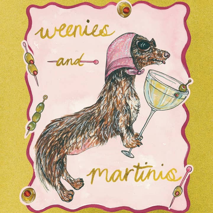 artxnikki - Wholesale Art Print - Dachshund Collection: Weenies and Martinis Fine Art Print