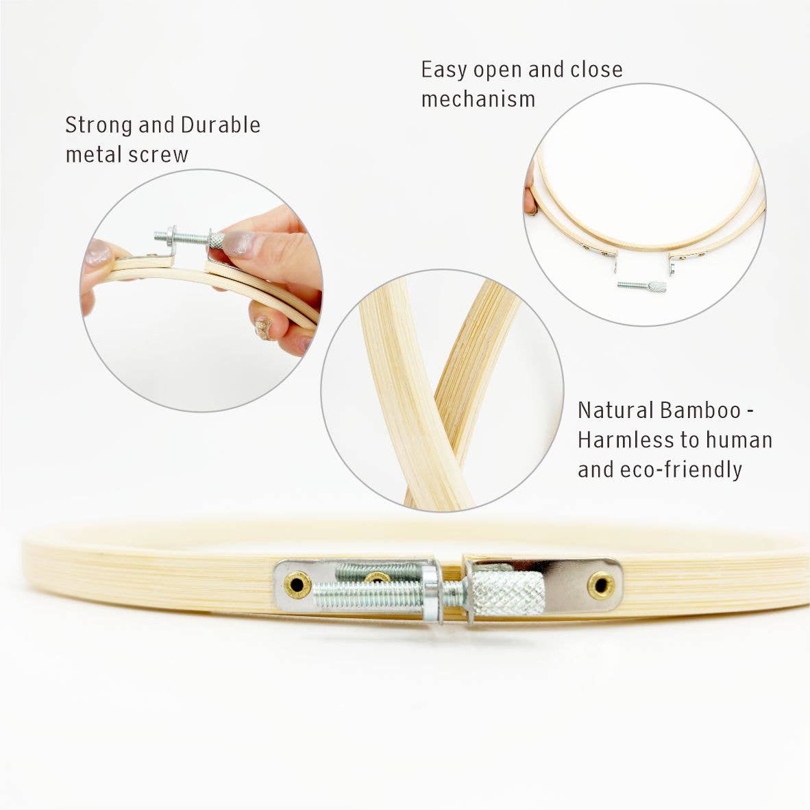 Max-Link Solutions Ltd - Wholesale Embroidery/Cross Stitch Supplies - Darnn 6" Embroidery Hoop Bamboo, Bamboo Hoop for Craft3