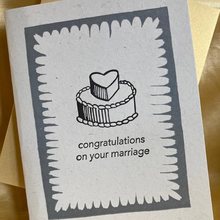 Congratulations Wedding Cake card for wholesale by Deep Ink Letterpress