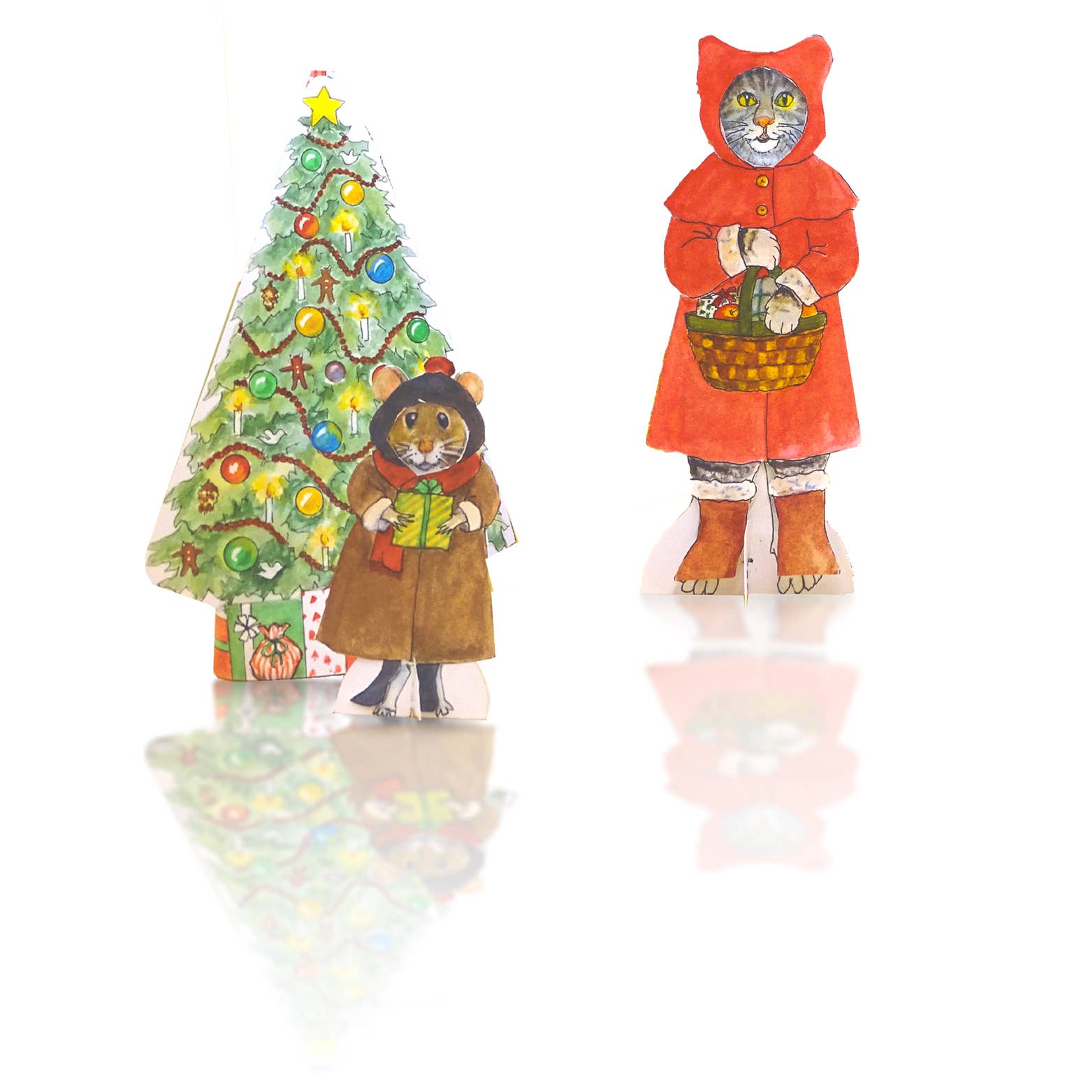 Woodfield Press - Wholesale DIY Craft Kit - #3002 - Cat's Christmas Cottage Paper Doll Kit3