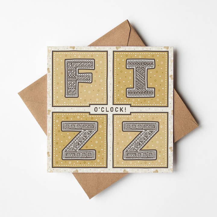 Fizz O'Clock Prosecco Congratulations Card for wholesale by Jess A Little Creative