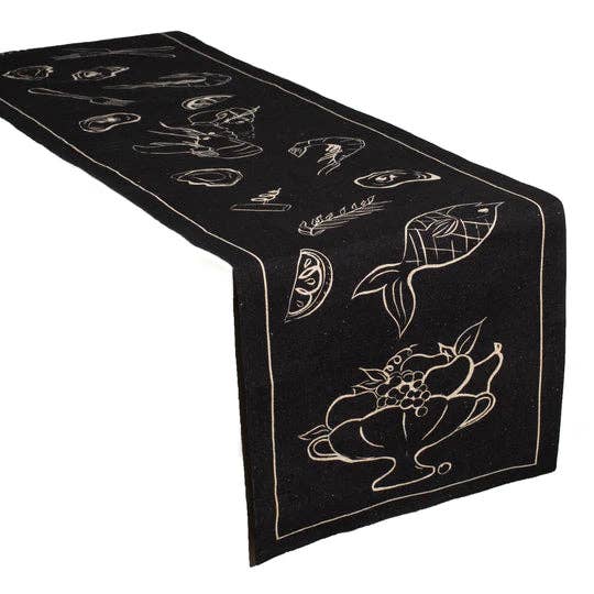 Chemin de course en lin à dessin au trait pour la vente par Misette