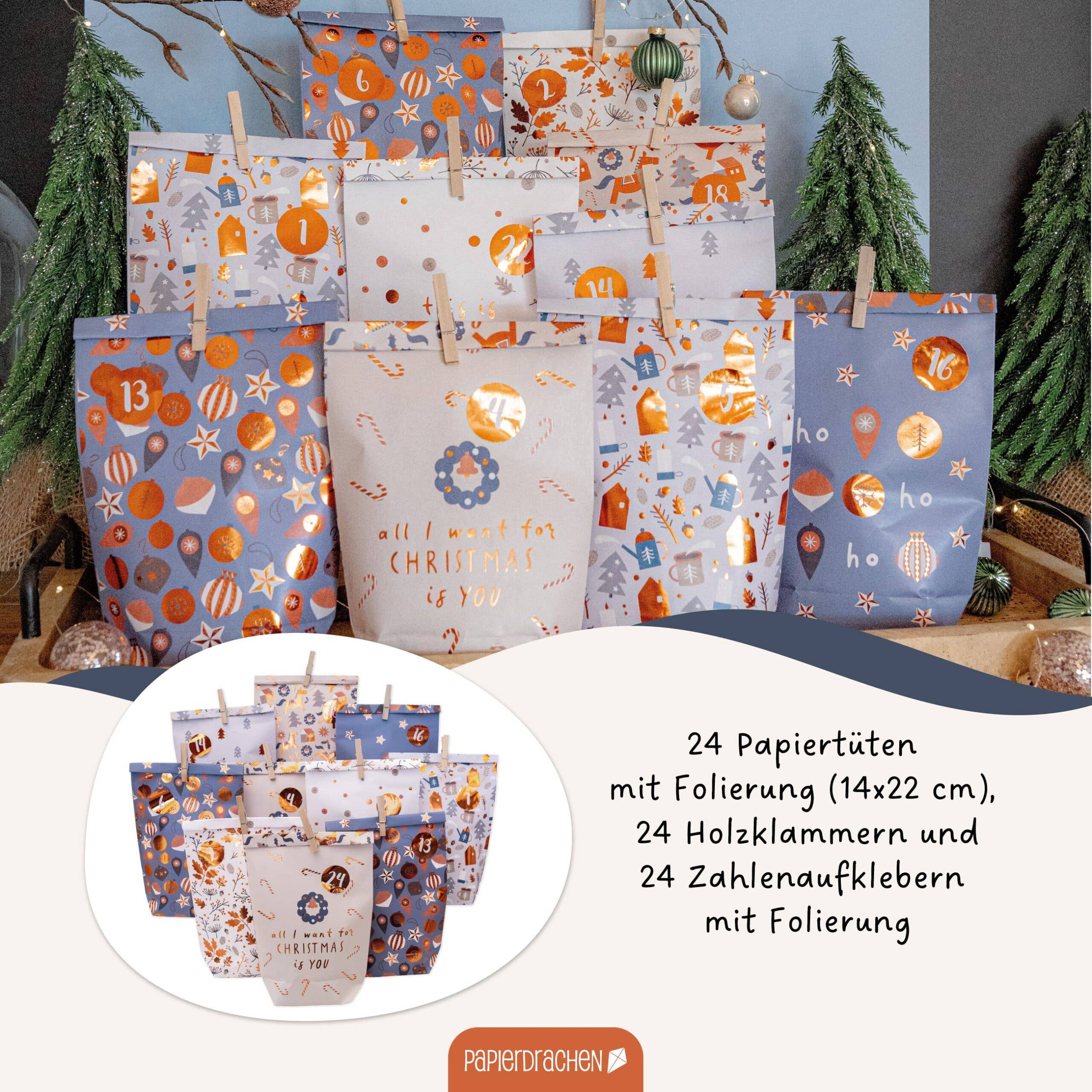 Papierdrachen - Wholesale Advent Calendar - Kite Adv Hyggewald Printed Bags1
