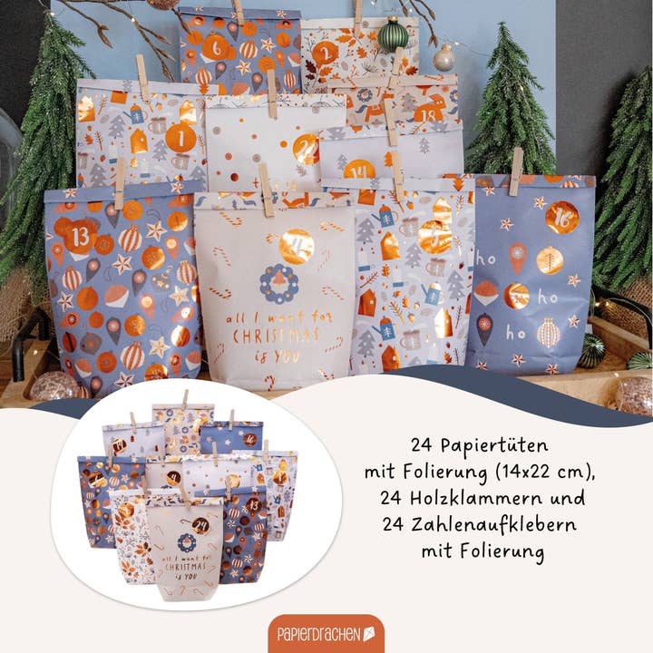 Papierdrachen - Wholesale Advent Calendar - Kite Adv Hyggewald Printed Bags1