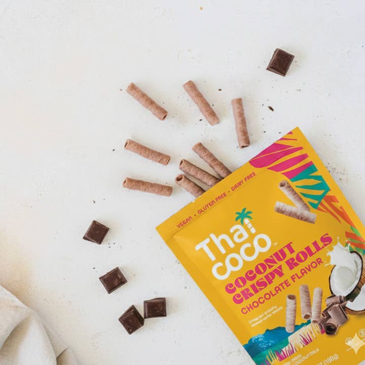 Thai Coco - Wholesale Cookie - Chocolate Coconut Crispy Rolls - 3.5 oz 3