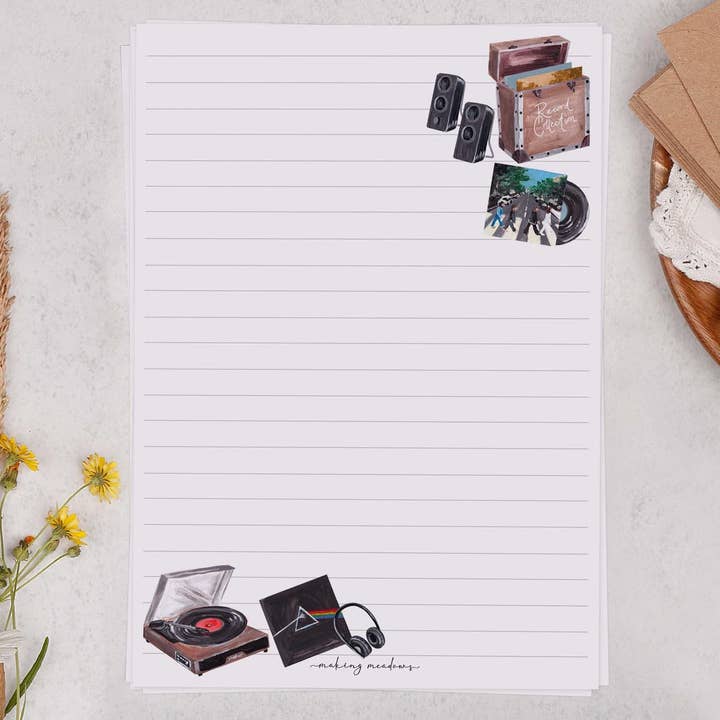 Making Meadows Ltd – wholesale Letterhead – A5 Writing Paper with Vintage Vinyl Records