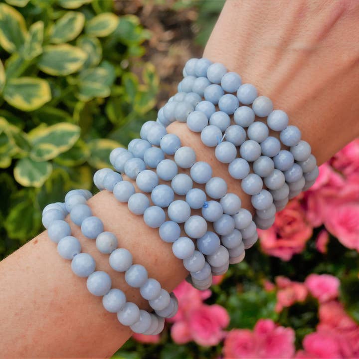 Angelite Beaded Armbånd 8mm for engroshandel hos The Healing Sanctuary