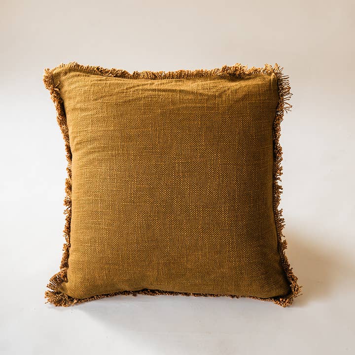 Co.House Designs - Wholesale Throw/Decorative Pillow - Luxe Linen Fringe Edge Square Throw Pillow