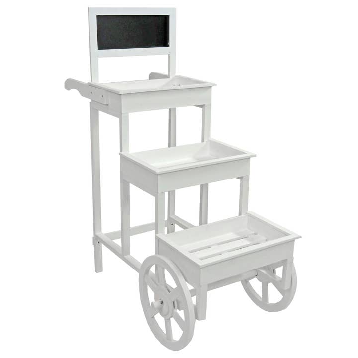 Sunnydaze Decor - Wholesale Chalkboard - White 3-Tier Fir Wood Plant Stand with Chalkboard