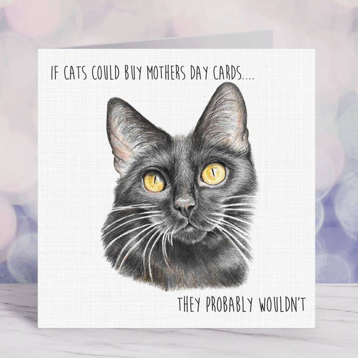 Black Cat Mothers Day Card for wholesale by Cloud Jellybean Art