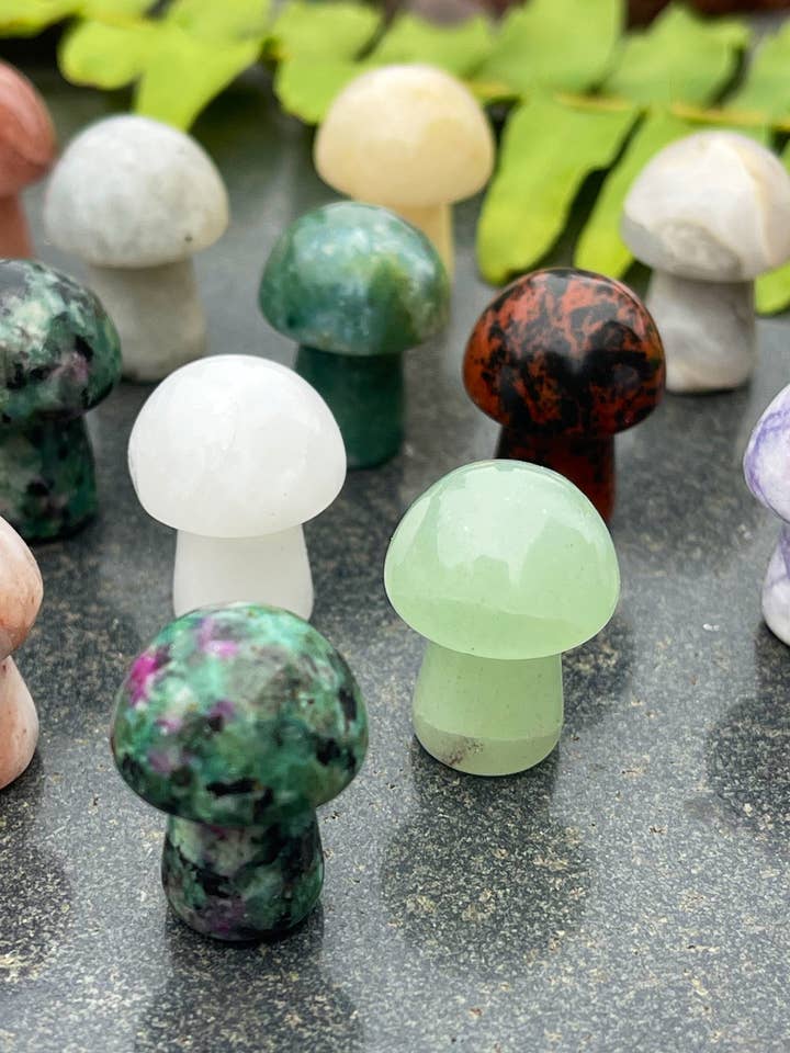 Crystal Mushroom, Mini Gemstone Carved Mushrooms for wholesale by Tumbledshop