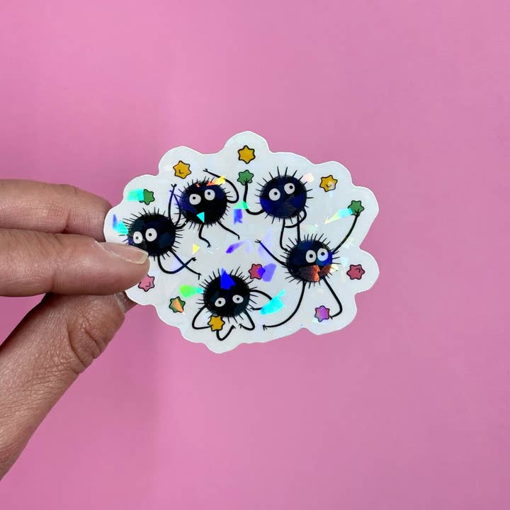 Saguaro Creative Co. - Wholesale Sticker - Holographic Soot Sprite Sticker / Water Resistant Sticker for Water Bottle, Hydro Flask, Yeti, Laptop, Notebook, Planner, Journal, Etc.