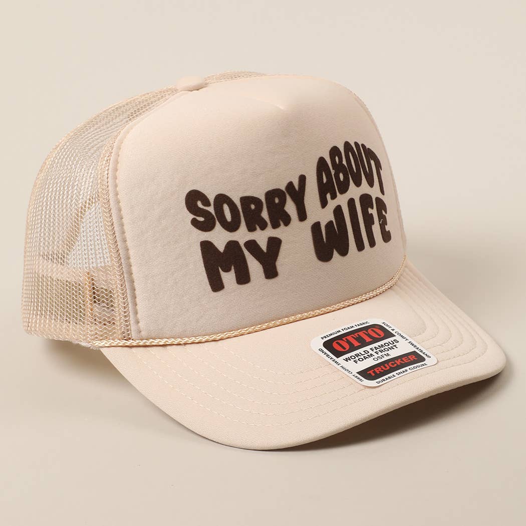 Fashion City - Wholesale Trucker Hat - Unisex - Sorry About My Wife / Husband Text Mesh Back Trucker Hat54