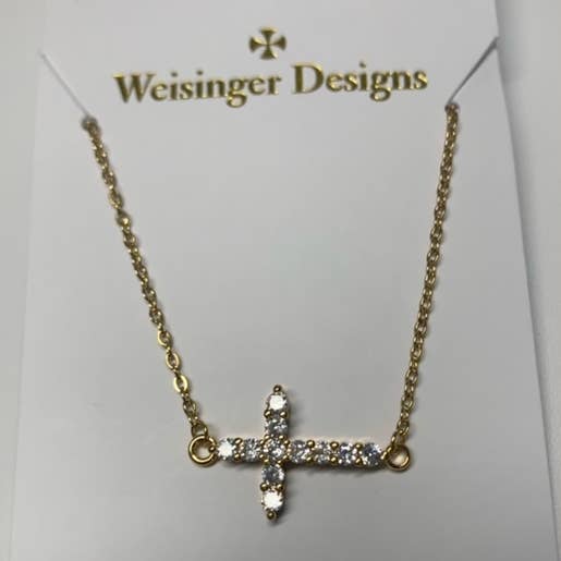 N223GOLD Sideways Cross Gold for wholesale by Weisinger Designs