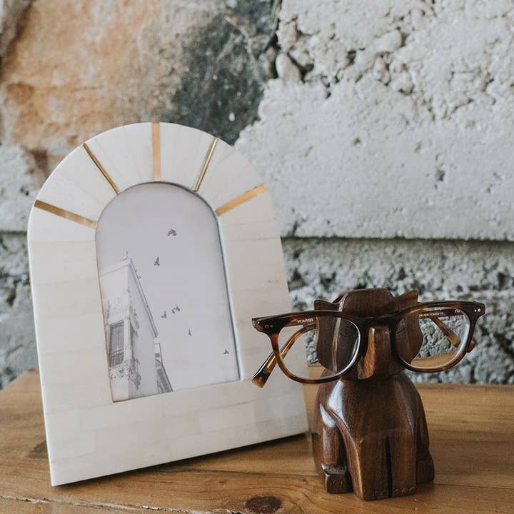 Matr Boomie Fair Trade - Wholesale Eyewear Cases & Holders - Unisex - Trunk Up Elephant Eyeglass Holder Stand - Hand Carved Wood