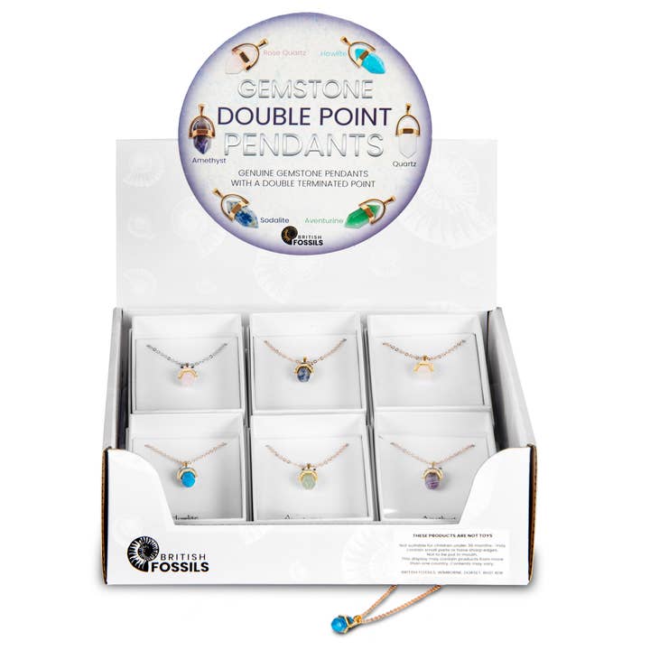 British Fossils - Wholesale Individual Charm/Pendant - Gemstone Double Point Pendant Pack