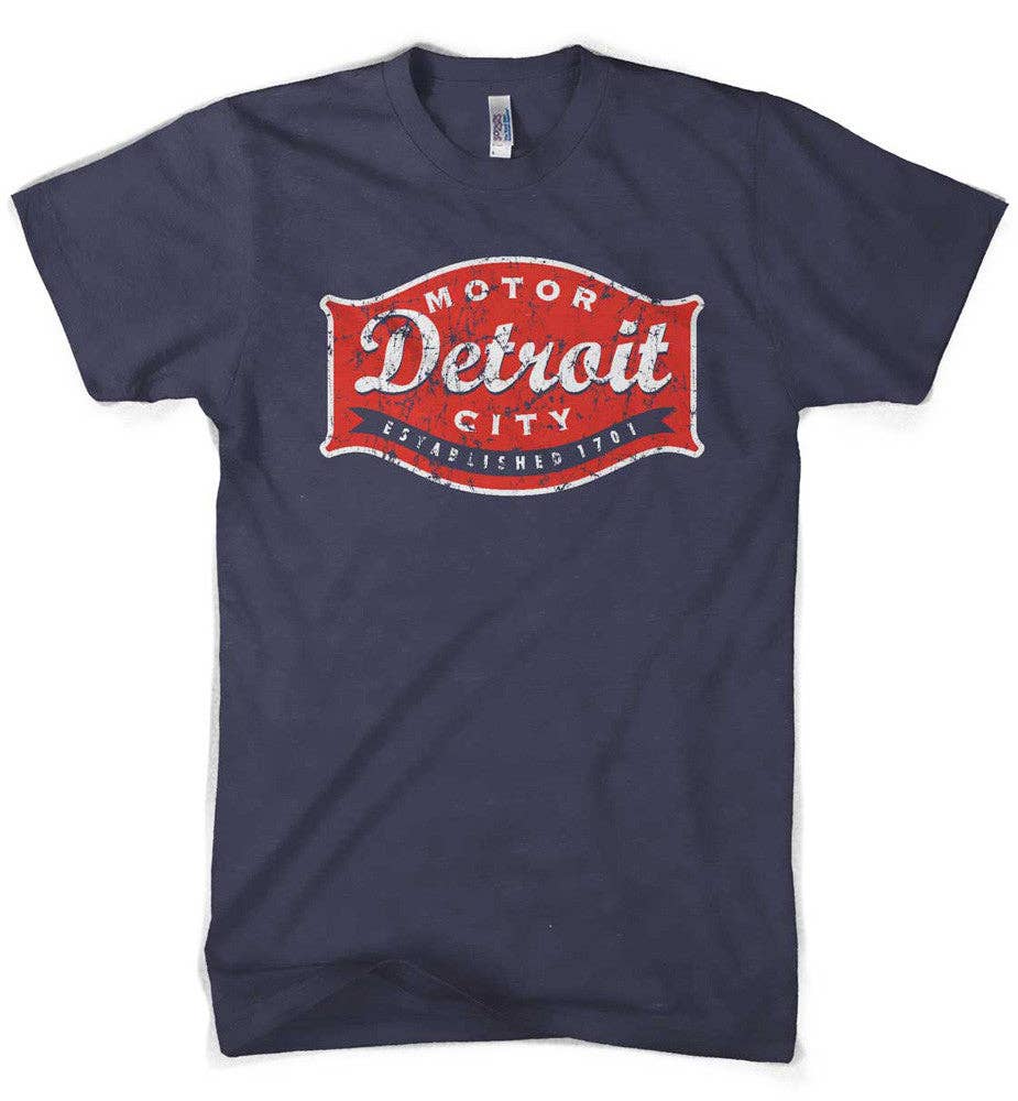 Navy Blue Mens Detroit Buckle T-shirt (Navy) for wholesale on Faire