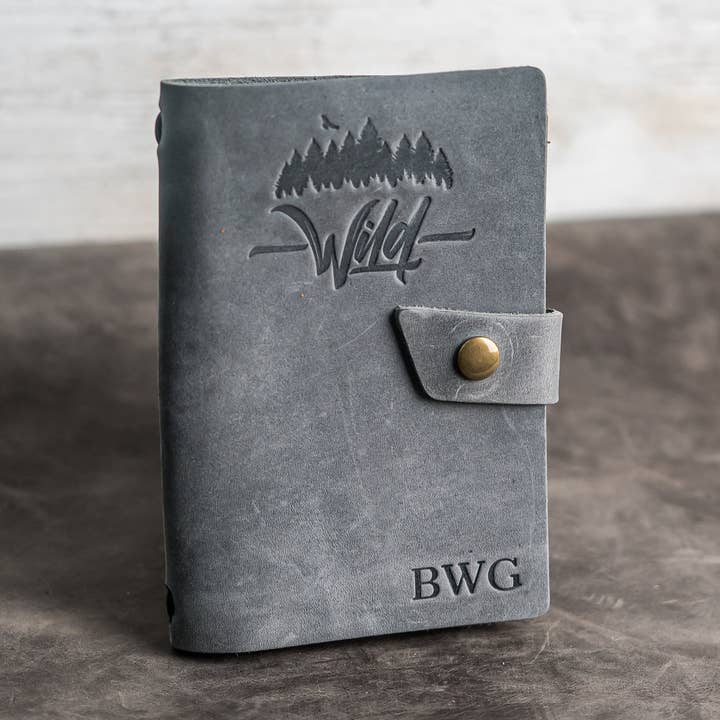 Refillable Leather Adventure Journal with Snap Closure | Personalized Travel Gift | Travel Notebook | Leather Journal for wholesale by Ox & Pine