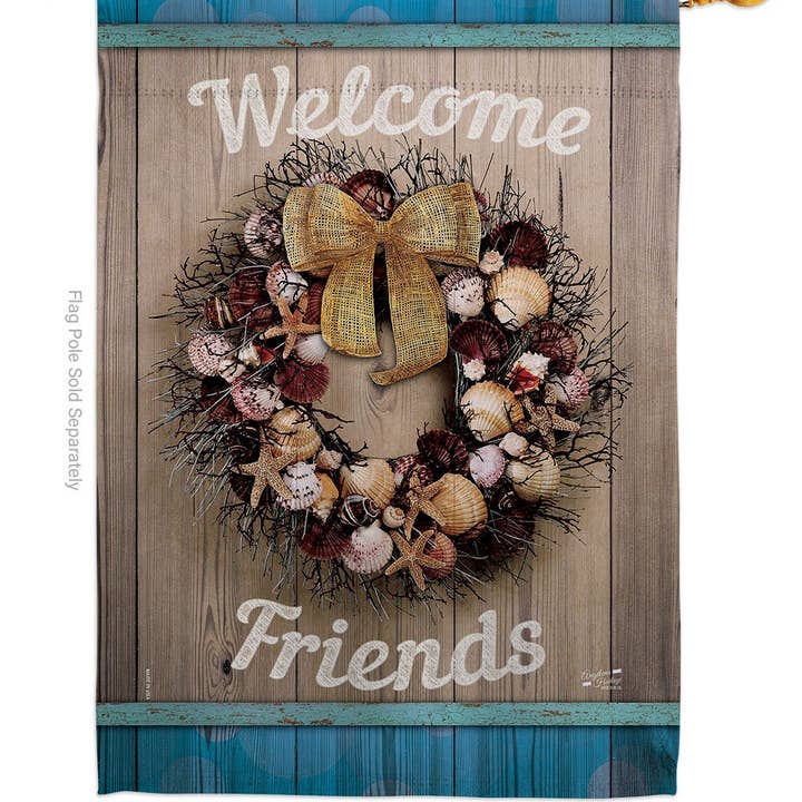 Two Group Flag Co - Wholesale Flag - Flag Welcome Breeze Wreath Nautical Garden House 2-Sided1
