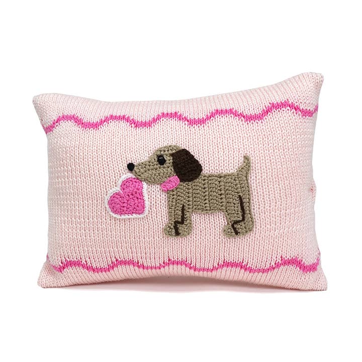 Melange Collection - Wholesale Throw/Decorative Pillow - Valentine Puppy Dog Mini Pillow - Pink0