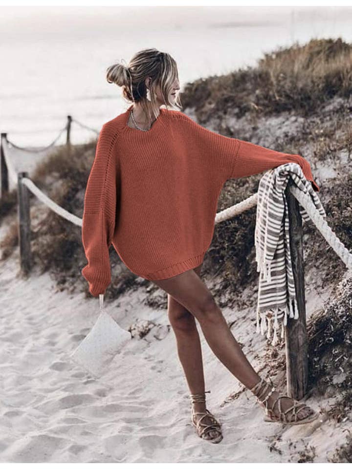 Chicto – Großhandel Strickpullover – Damen – Damen Oversized Pullover Fledermausärmel Stehkragen Jumper Oberteile45