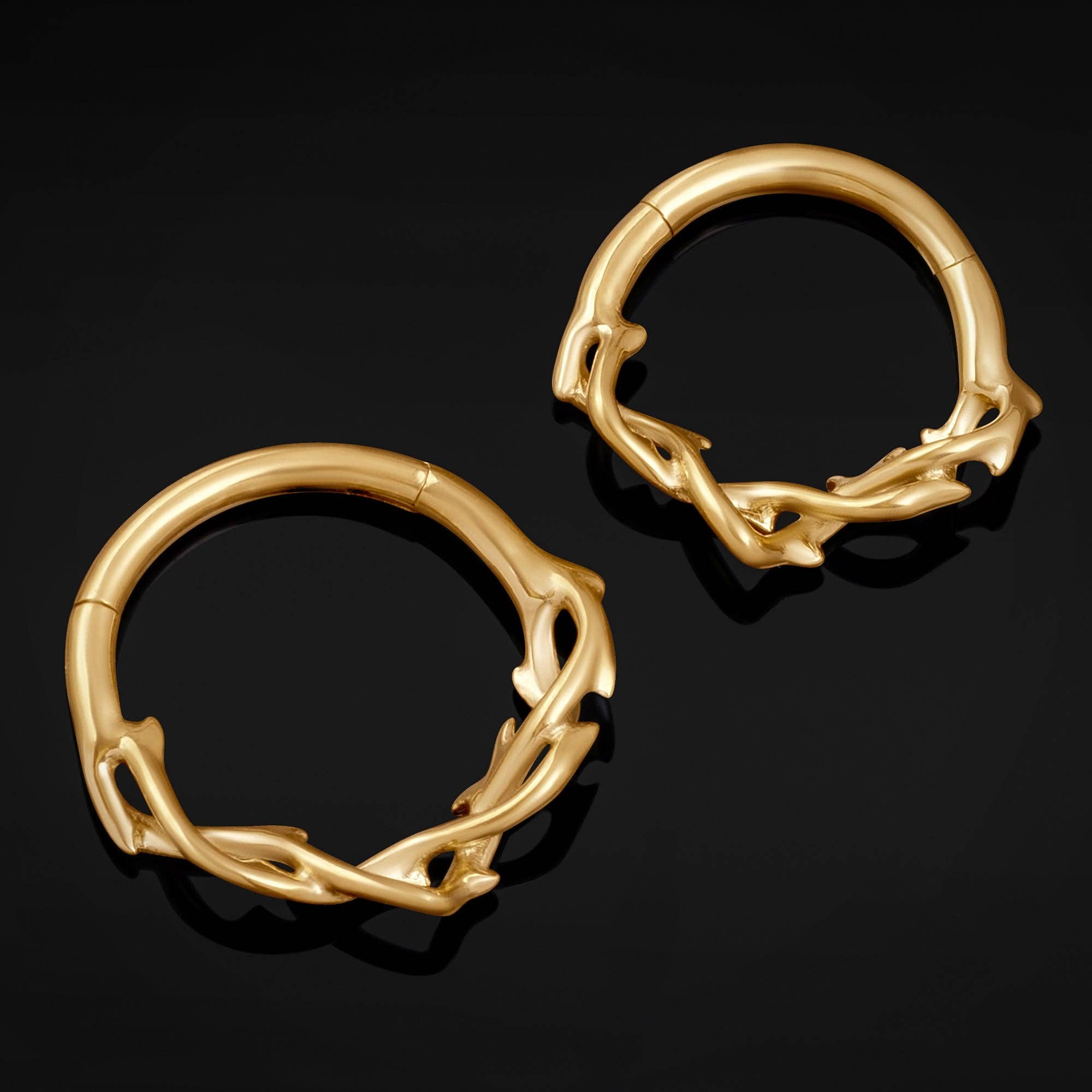 Custom Plugs - Wholesale Nose Ring - Gold Twisted Thorns ASTM F136 Titanium Segment Clicker Septum Nose Ring2
