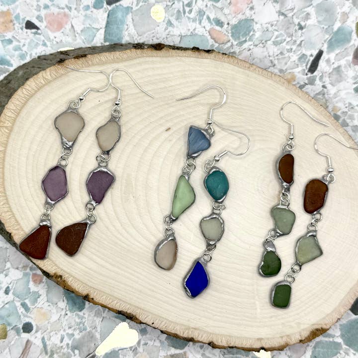Cyn Elizabeth Studios - Wholesale Dangle earrings - Tumbled Row Sea Glass Earrings4