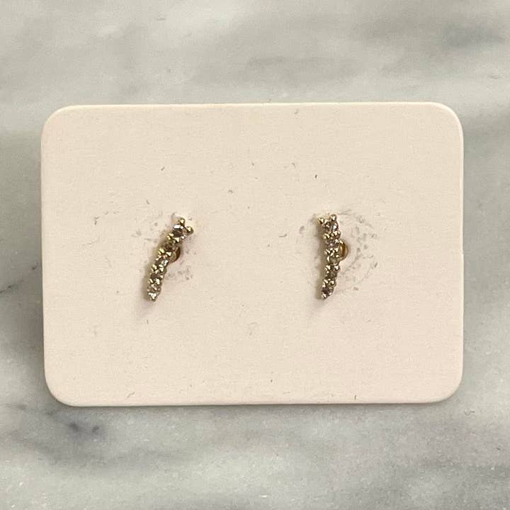 Solid 14k Gold Curved Diamond Bar Studs for wholesale by TASI Designs